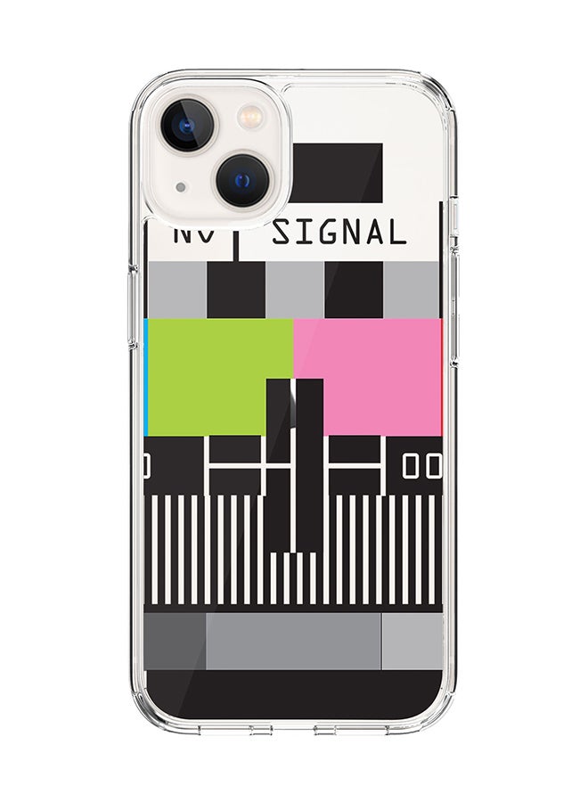 Stylizedd Classic Clear for Apple iPhone 14 Case Hybrid Soft Cover Flexible Edges Anti Drop TPU PC Gel Thin Transparent Cover [ Designed for Apple iPhone 14 ] - No Signal TV