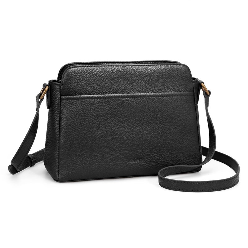 befen Black Leather Crossbody Purse for Women Small, Ladies Medium Cross Body Purse Bags with Rfid Blocking Designer Anti-theft Handbags for Travel Outdoor - Image 1
