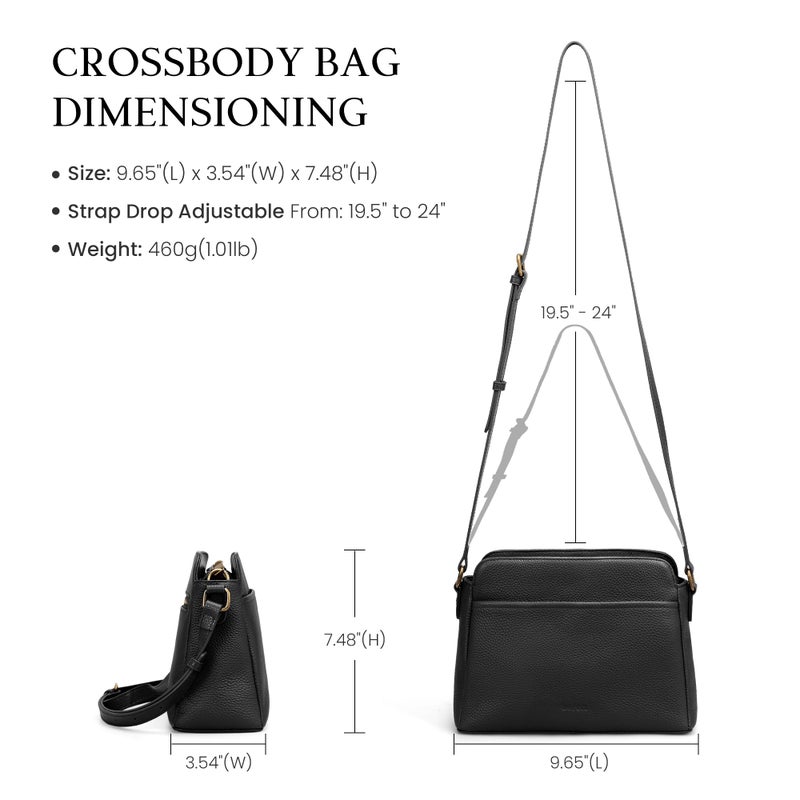 befen Black Leather Crossbody Purse for Women Small, Ladies Medium Cross Body Purse Bags with Rfid Blocking Designer Anti-theft Handbags for Travel Outdoor - Image 3