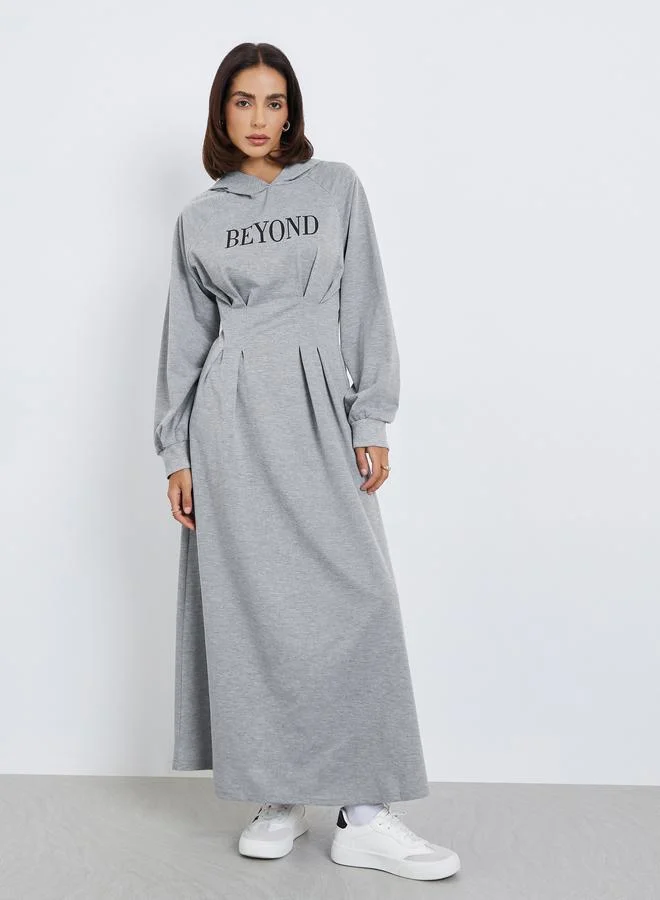 ستايلي فستان ميدي كاجوال بغطاء رأس مطبوع