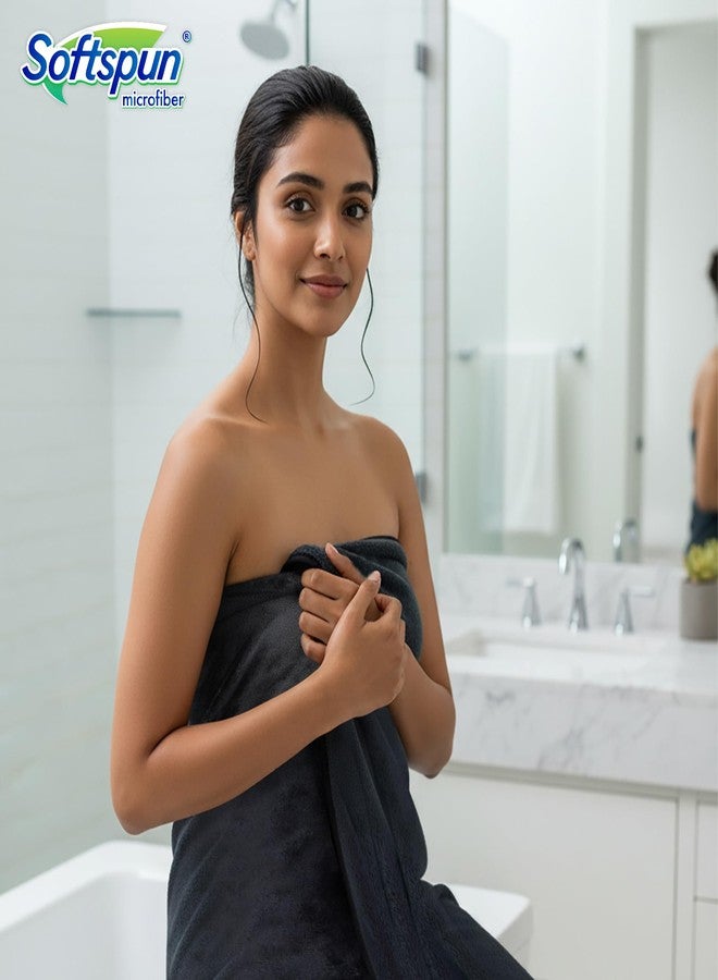 SOFTSPUN Microfiber Bath Towel 1Pc 280 GSM 60X120 Grey! Ultra Absorbent Super Soft & Lightweight Quick Drying for Men & Women Daily Use Large Size Unisex. - Image 2