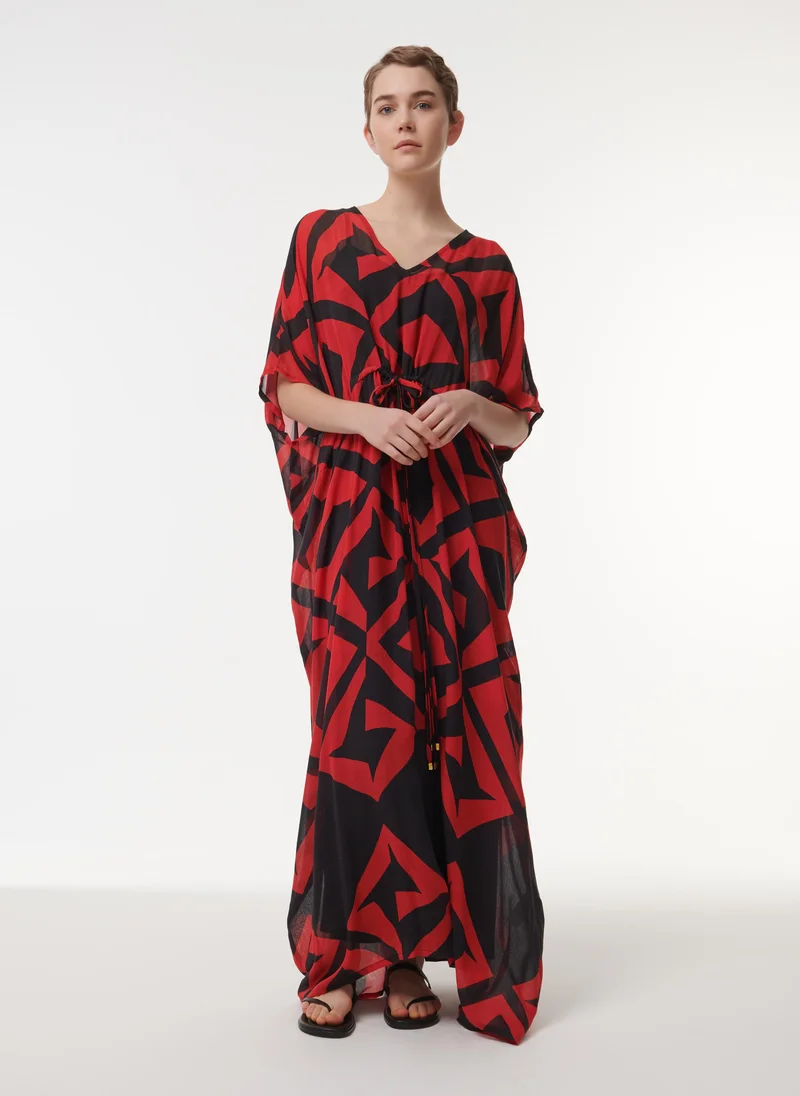 ليم قفطان مطبوع بخصر برباط