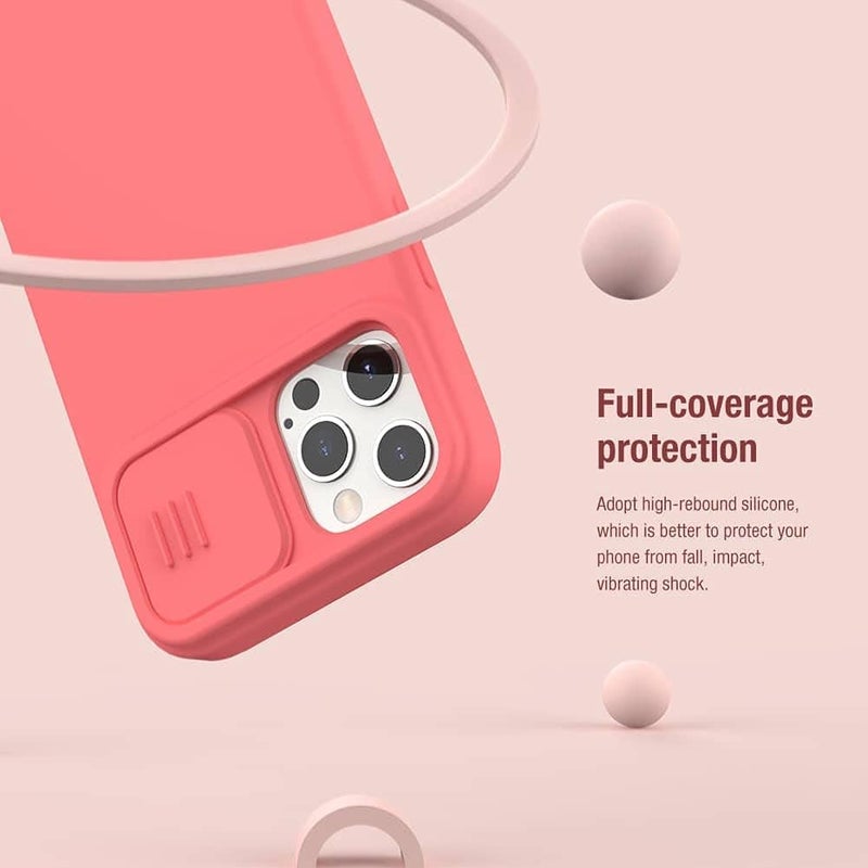 Nillkin Camshield Silky Silicone Series Cover Case Designed For Apple Iphone 12/12 Pro Orange Pink - Image 2
