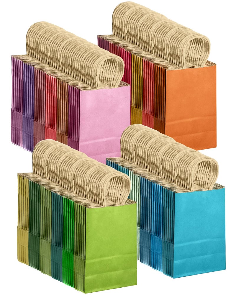 qiqee 24Pcs Small Gift Paper Bag with Handles Bulk - 8.3"x6"x3. 15" Rainbow Party Bags - Mulit Color - Image 4