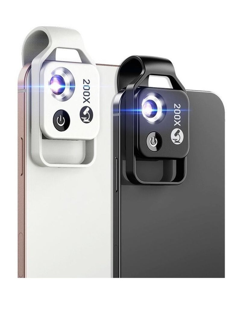 Lens Star - Mobile Phone Microscope, 200x Mini Pocket Microscope with LED Light/Universal Clip Portable Digital Magnifier Camera Accessory with CPL Lens Compatible with iPhone/Android Phones (Black) - Image 1