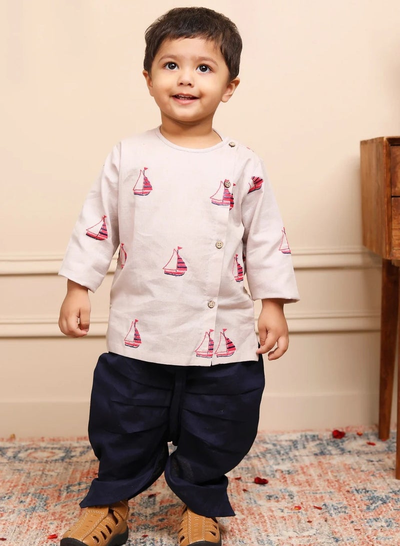 بولكاتوتس بولكا توتس كم كامل تطريز قارب أنجراخا مع دوتي - رمادي (6M - 9M)  - Image 3