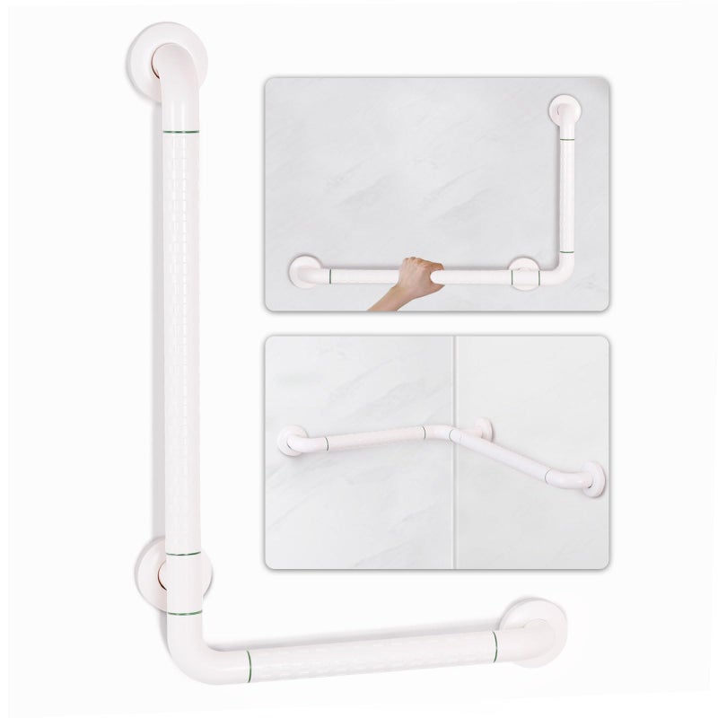 Hoanmpy Grab Bars for Bathtubs and ShowersHoanmpy ABS Stainless Steel Stylish LShaped Safety HandrailBathroom Mobility Aid Handrail Wall Mounted Support Assist Shower Handle for Elderly Handicap - Image 2