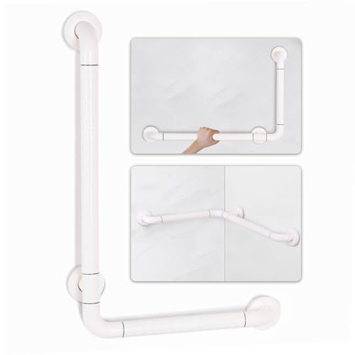 Hoanmpy Grab Bars for Bathtubs and ShowersHoanmpy ABS Stainless Steel Stylish LShaped Safety HandrailBathroom Mobility Aid Handrail Wall Mounted Support Assist Shower Handle for Elderly Handicap - Image 1