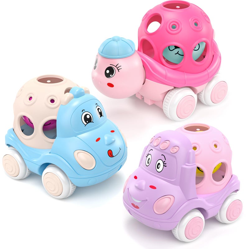 BeAndge Baby Girl Toys Gifts for 1 2 Year Old Girls Pink Cars for Babies 612 1218 Months Push and Go Trucks for Toddlers Soft Rattle Toys for One 1 Infants First Birthday Easter Gifts - Image 4