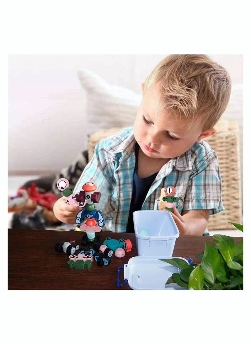 SYOSI - 5Pcs Magnetic Robots, Magnetic Blocks Set for Kids with Storage Box, Stacking Robots Toy Educational Playset for Boys and Girls Ages 3 to 6 - Image 1
