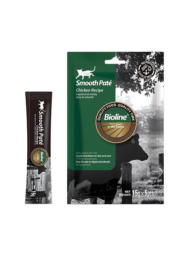 بايولاين بيولاين مكافأة قطط رطبة بنكهة الدجاج 15جم ×5 | باتيه ناعم بزيت السلمون لدعم صحة الجلد ولمعان الفرو - Image 2