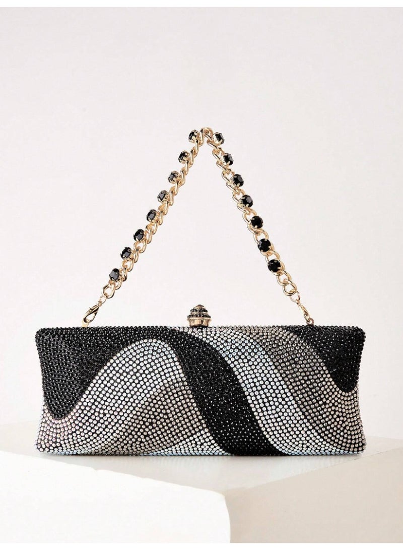 شنطة نسائية مزينة بالراين ستون براق ولامع  حقيبة يد أنيقة لحفلات المساء والمناسبات الرسمية  مثالية لحفلات الزفاف والحفلات الرسمية والعشاء، تتناسب مع فساتين السهرة، الفستان المرصع بالترتر وفساتين الأعياد - Image 2