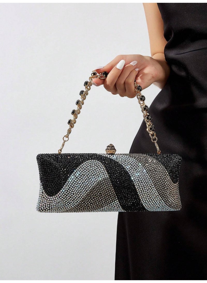 شنطة نسائية مزينة بالراين ستون براق ولامع  حقيبة يد أنيقة لحفلات المساء والمناسبات الرسمية  مثالية لحفلات الزفاف والحفلات الرسمية والعشاء، تتناسب مع فساتين السهرة، الفستان المرصع بالترتر وفساتين الأعياد - Image 1