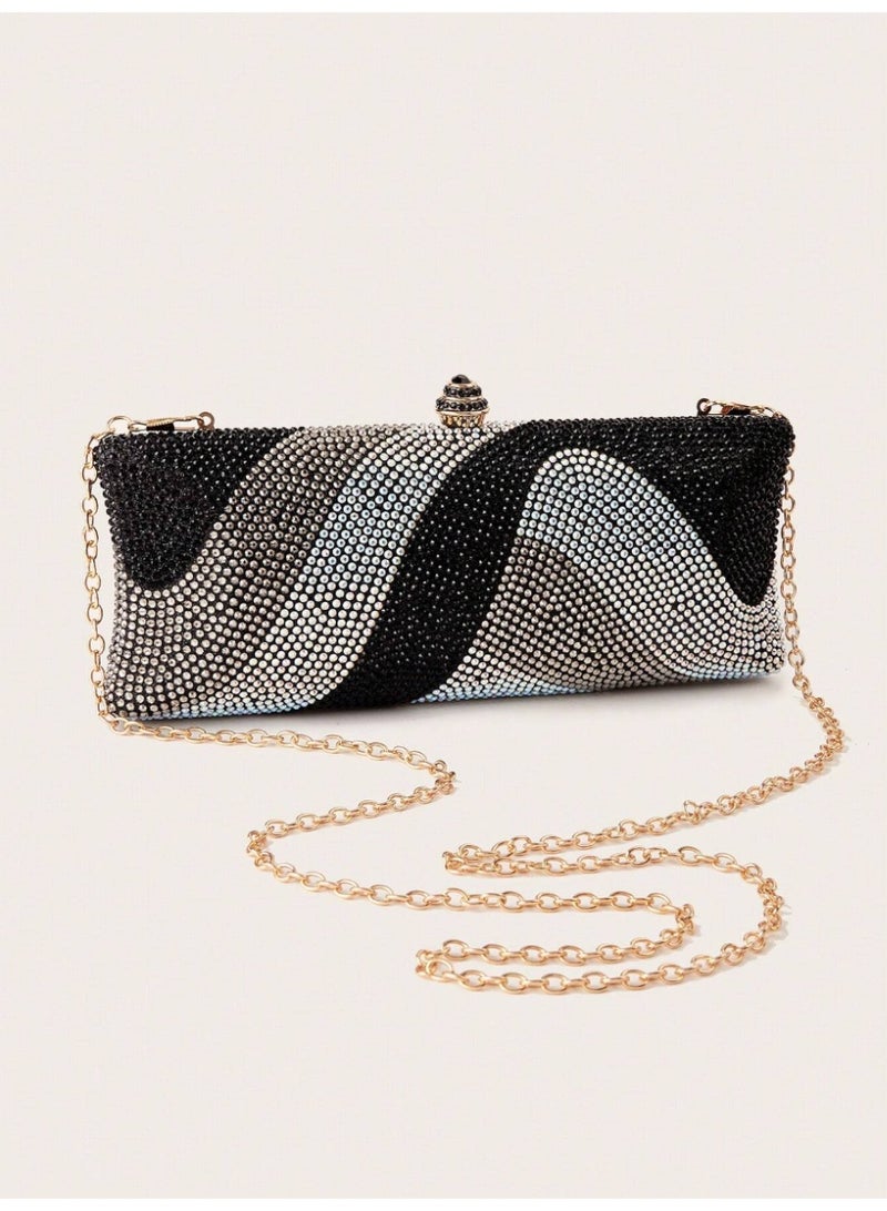 شنطة نسائية مزينة بالراين ستون براق ولامع  حقيبة يد أنيقة لحفلات المساء والمناسبات الرسمية  مثالية لحفلات الزفاف والحفلات الرسمية والعشاء، تتناسب مع فساتين السهرة، الفستان المرصع بالترتر وفساتين الأعياد - Image 4