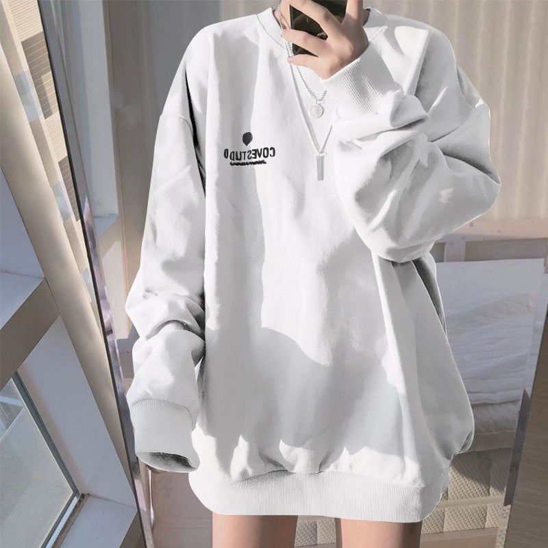 6535 Cotton 2025 Autum New Korean Style Loose Pullover Long-Sleeved Sweatshirt Female Students Thin Top Outwear Women - Image 1