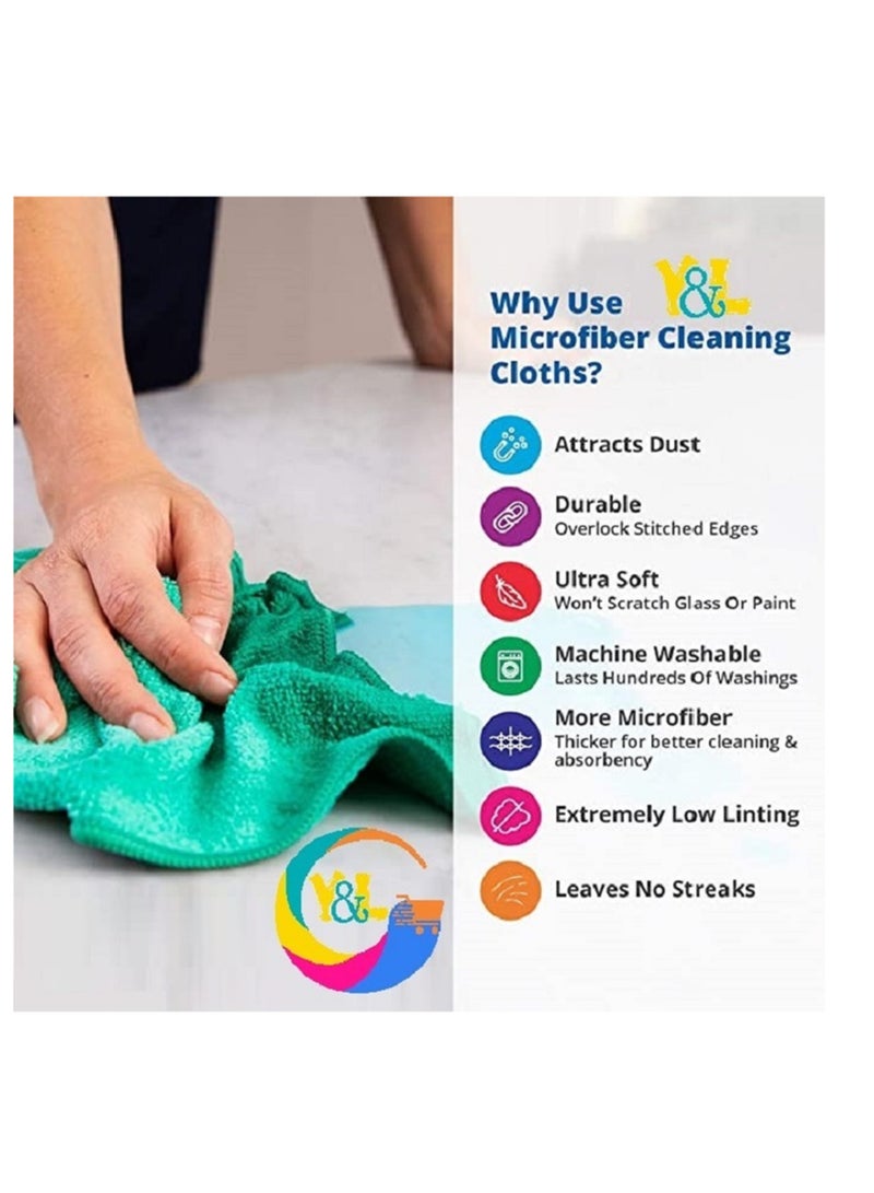 PAMEER Premium Microfiber Cleaning Towels 40 x 40cm, Improved 300gsm/480gm Ultra Thick Microfiber Cleaning Cloth, Scratch & Lint Free, Multi-Purpose Reusable Cleaning Rags for Home/Kitchen use. (10-Pack) - Image 5