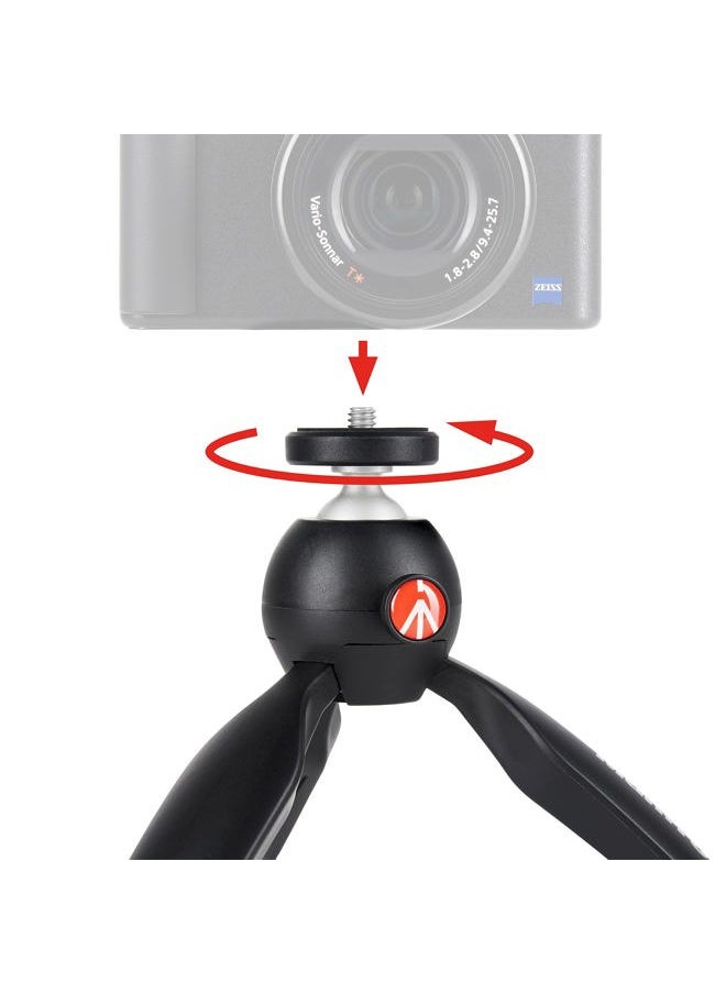 Manfrotto MTPIXIMII-B, PIXI Mini Tripod with Handgrip for Compact System Cameras, for DSLR, Mirrorless, Video, Made in Italy, Technopolymer and Aluminum, Black  - Image 5