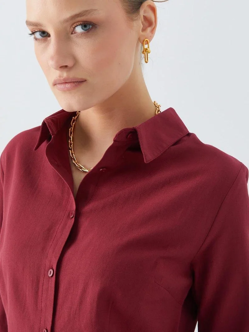 Mixray Burgundy Red Mixray Poplin Shirt for Women | Best Price UAE