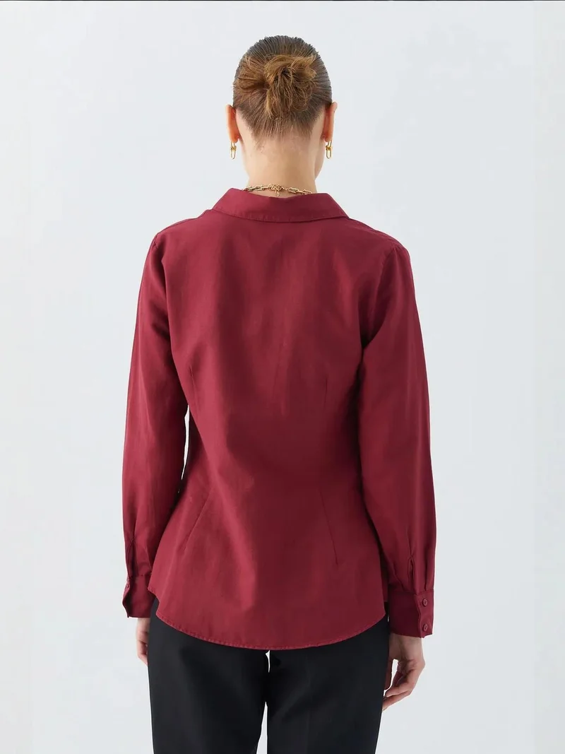 Mixray Burgundy Red Mixray Poplin Shirt for Women | Best Price UAE