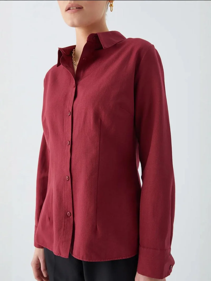Mixray Burgundy Red Mixray Poplin Shirt for Women | Best Price UAE