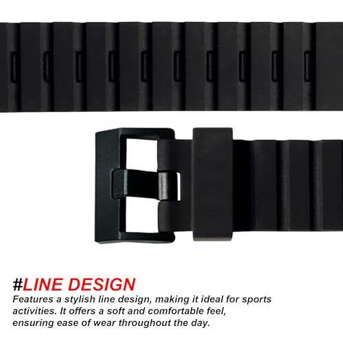 DBLACK ''sadida'' Premium Silicone Watch Straps,Boxy Design,Matte Finish,Silicone Watch Strap // For 20Mm,22MM,24Mm,26Mm,28Mm,Or 30Mm Premium Silicone Watch Bands (Choose Your Size) (22MM,Black) - Image 5