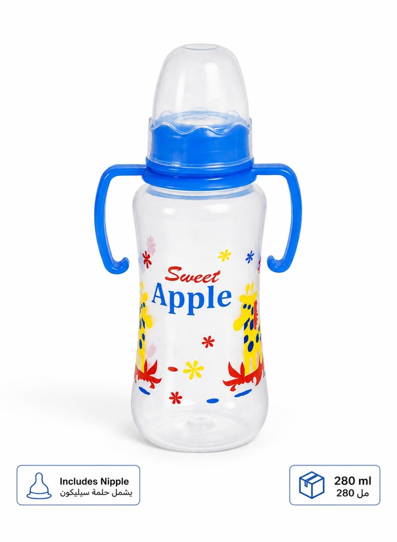 BPA Free Baby Feeding Bottle with Handles and Silicone Nipple 280ml 10oz for Newborns Toddlers and Everyday Feeding
