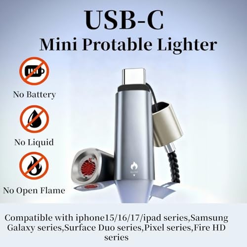 Tosisot Electric Phone Lighter USB C, Funny Papa for Man/Dad/Husband, Blow to Ignite, No Charging Needed, Windproof Mini Smart Lighter Compatible with Type-C Port Device(2 Packs) - Image 2