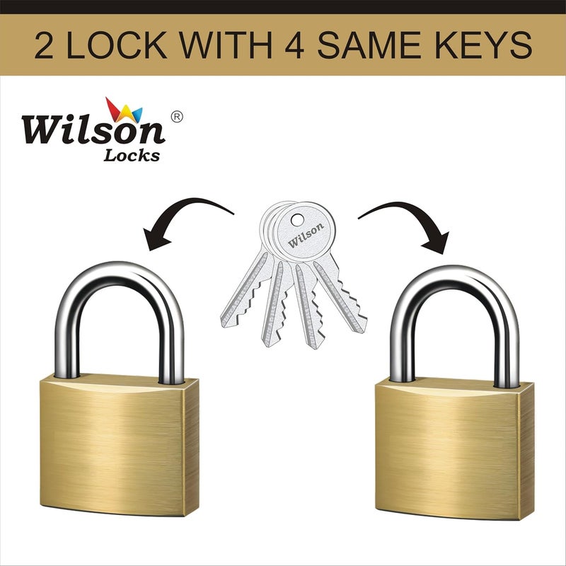 Wilson Locks Wilson 2 Pc. Set of Small Bag Lock (25MM) | Approved by WTC | Steel Shackle | Master Key System, Common Key for Multiple Locks (2 Lock 4 Keys) - Image 2