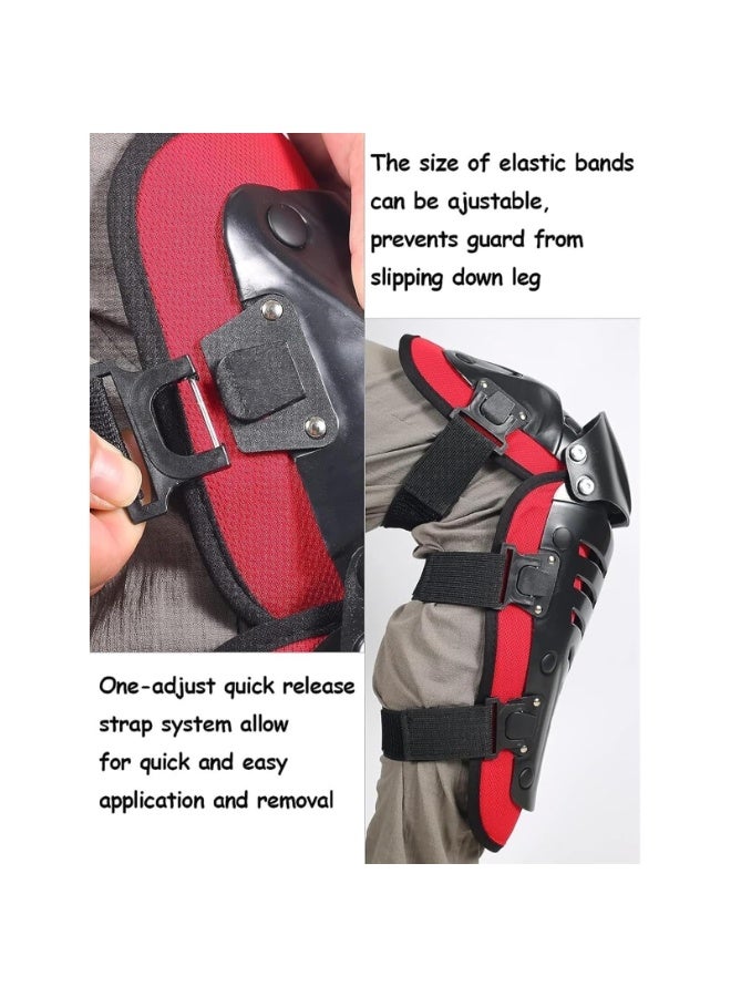 Generic Movable Knee Shin Guard Pads 3 Sections Adjustable Breathable Knee Pads Protector Armor for Motorcycle Cycling Racing Long Leg Sleeve Gear Crashproof (RED) - Image 2