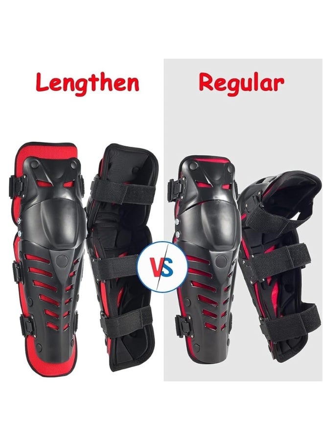 Generic Movable Knee Shin Guard Pads 3 Sections Adjustable Breathable Knee Pads Protector Armor for Motorcycle Cycling Racing Long Leg Sleeve Gear Crashproof (RED) - Image 3