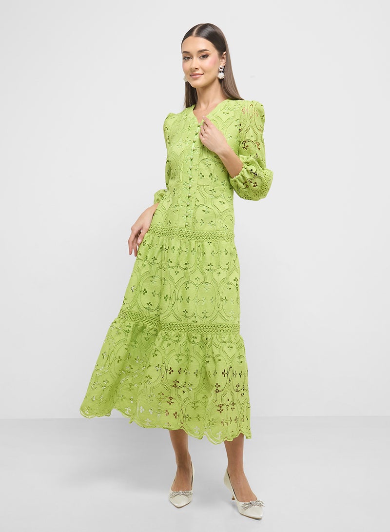 ELLA Embroidered Long Sleeve Dress - Image 1