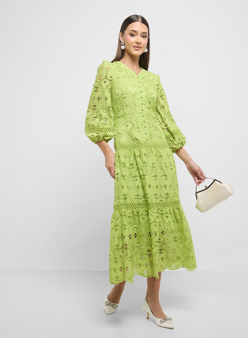 ELLA Embroidered Long Sleeve Dress - Image 4