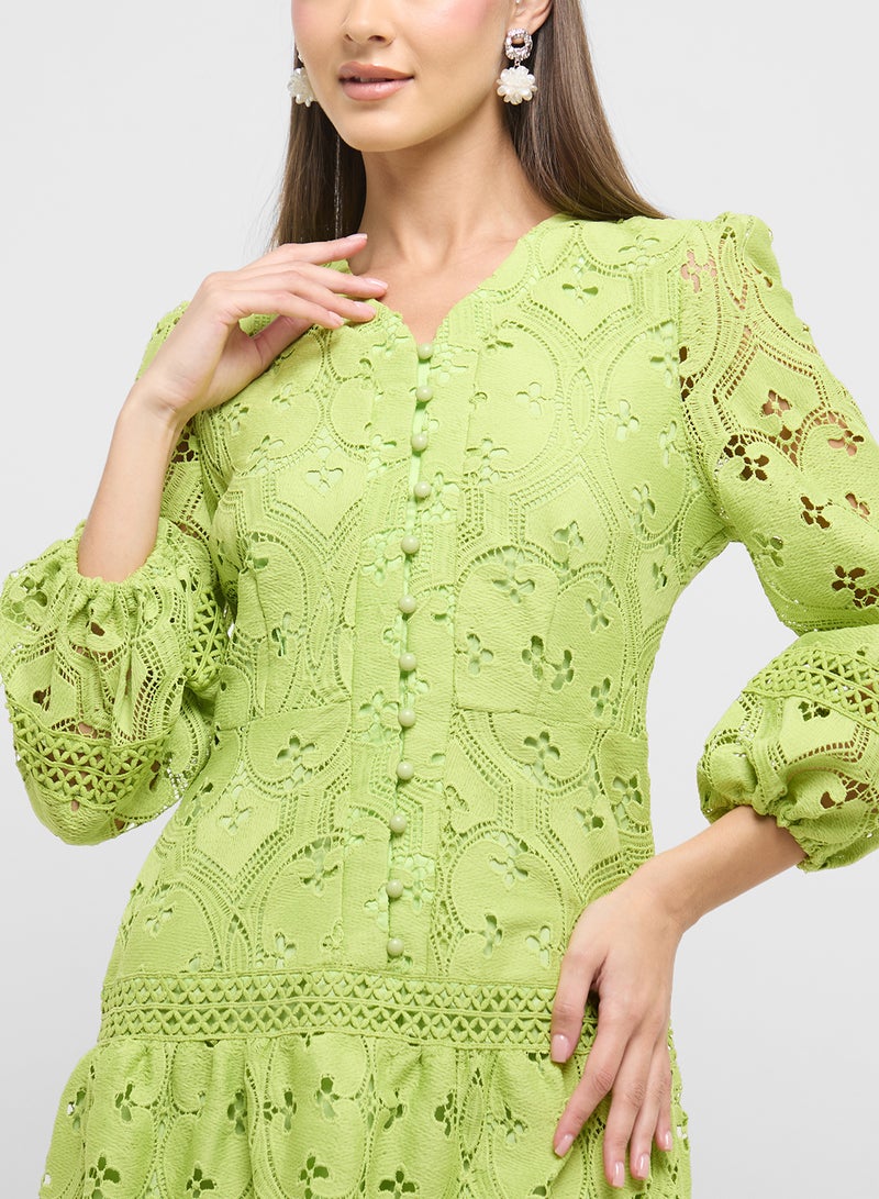 ELLA Embroidered Long Sleeve Dress - Image 3