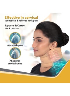 AGARO AGARO Cervical Collar Spondylitis Neck Support, Adjustable Neck Brace With Extra Support, Relieves Pain, Stress & Pressure in Spine, Inflatable Neck Stretcher Collar Device, Medium, Beige  - Image 2