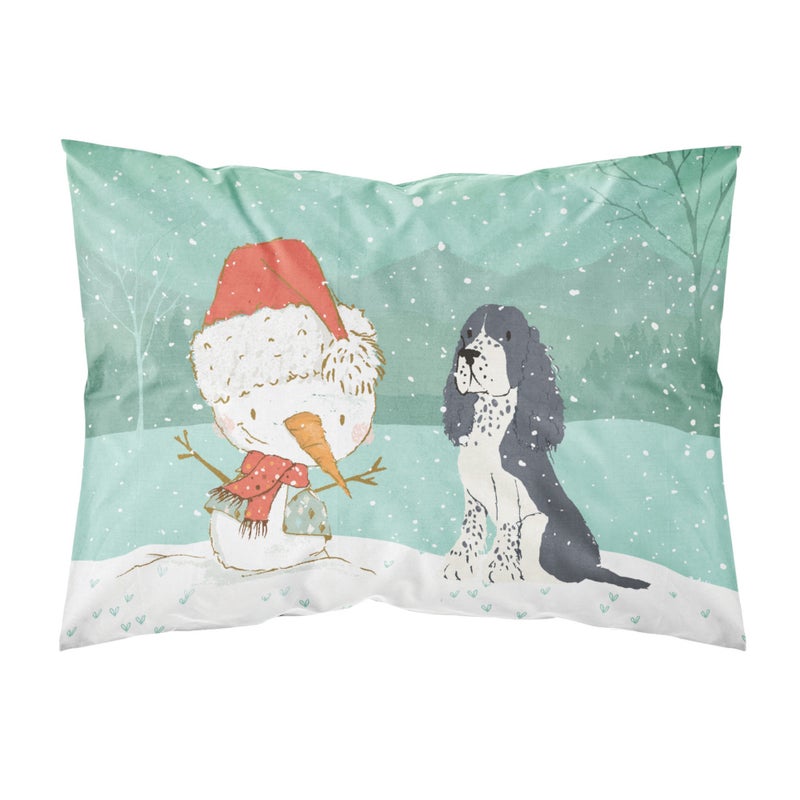Caroline's Treasures Snowman English Springer Spaniel Christmas Fabric Standard Pillowcase