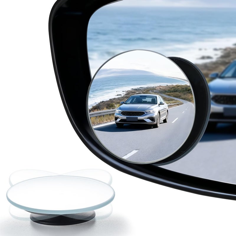 LivTee Blind Spot Mirror, 2" Round HD Glass Frameless Convex Rear View Mirrors Exterior Accessories with Wide Angle Adjustable Stick for Car SUV and Trucks, Pack of 2 - Image 1