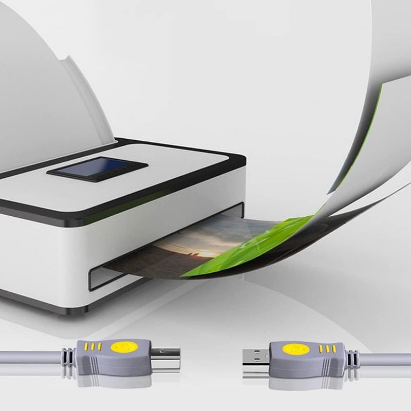 كابل طابعة USB 2.0، كابل ماسح ضوئي وفاكس من Dell لطابعات Canon Pixma MG3620، Epson EcoTank ET-2800، ET-2850، ET-4800، HP DeskJet 2723e، Brother، طول الكابل 10 أقدام - Image 3
