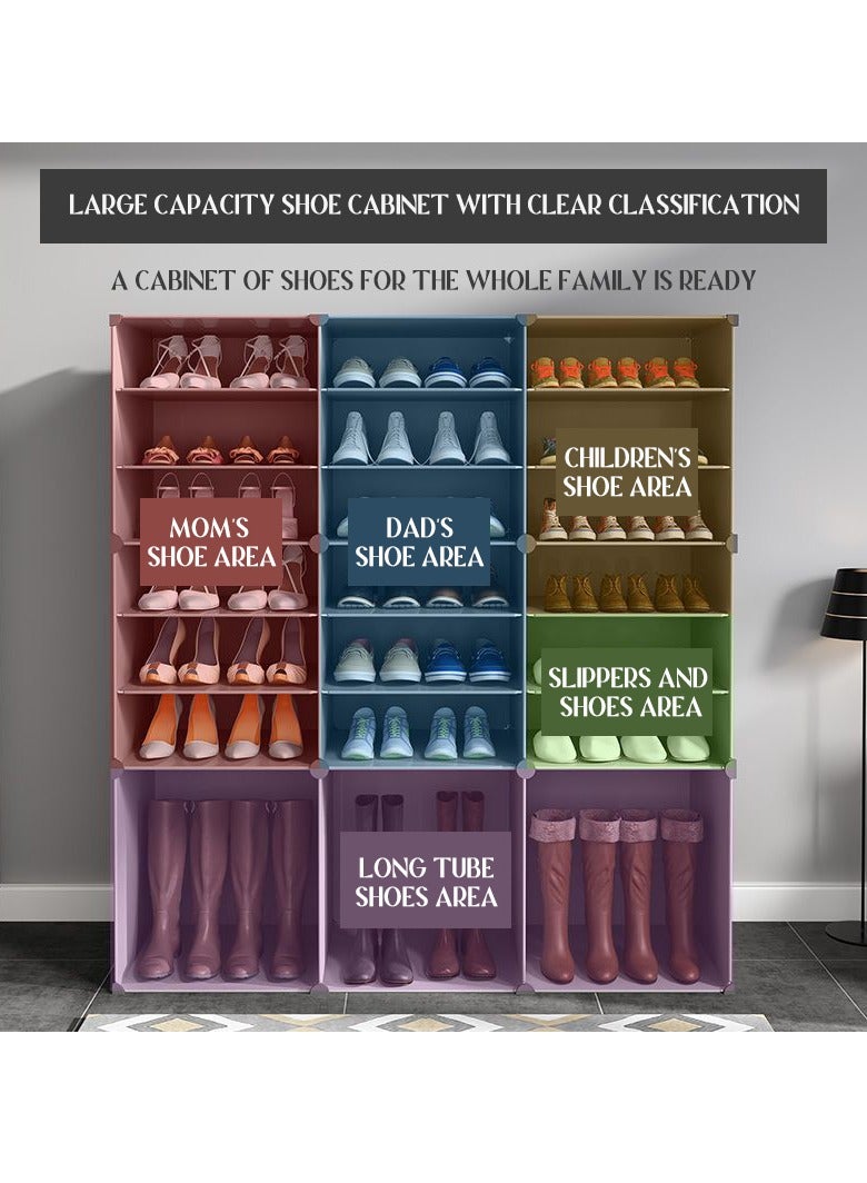 Hihonor 3 Columns 9 Tiers Black Shoe Rack, Shoe Storage Cabinet, Freestanding Shoe Rack, Boot Organiser, Shoe Rack for Slippers, High Heels, Sneakers Multiple Shoe Types - Image 3