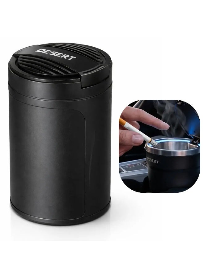 Desert Car Ashtray with LED Light – Smokeless, Flame-Retardant Auto Ash Cup - Image 1
