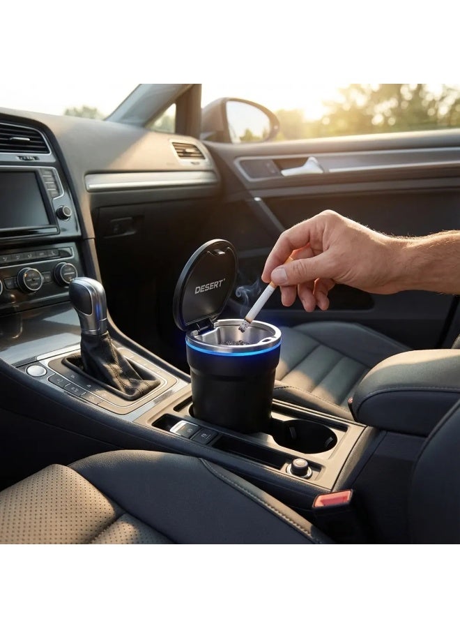 Desert Car Ashtray with LED Light – Smokeless, Flame-Retardant Auto Ash Cup - Image 4