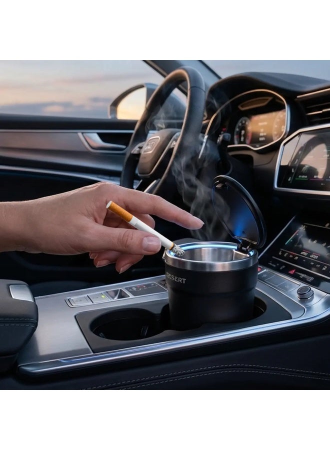 Desert Car Ashtray with LED Light – Smokeless, Flame-Retardant Auto Ash Cup - Image 2