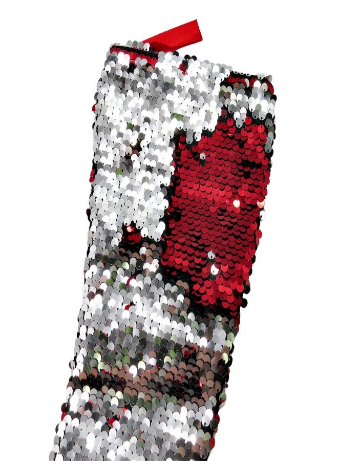 Needzo Red and Silver Reversable Sequins High Heel Boot Christmas Stocking for Women, Holiday Decor for Home, 15 Inch - Image 4