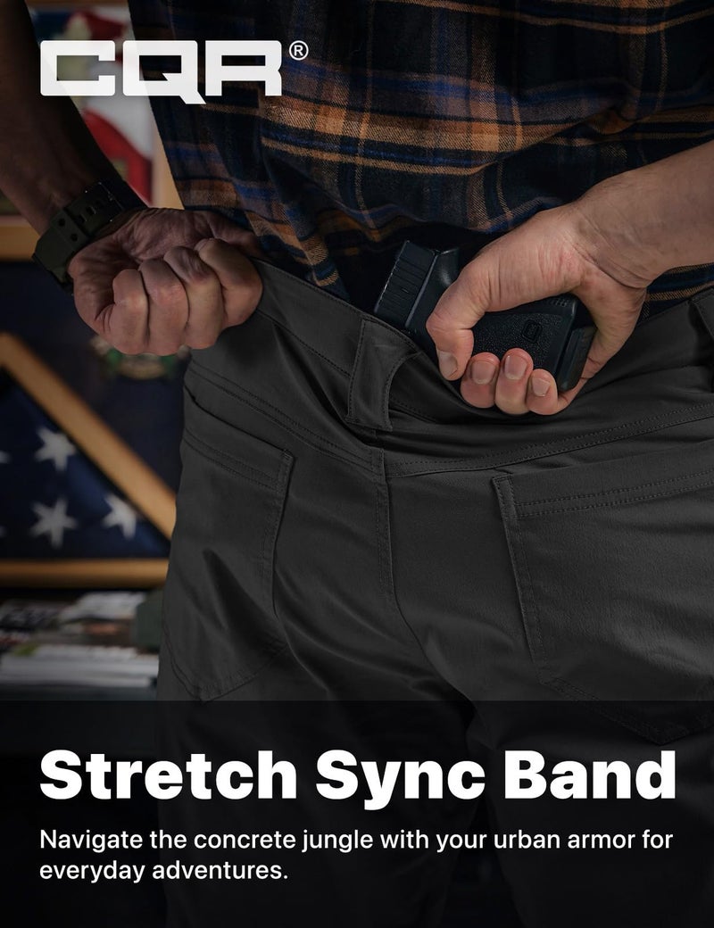 CQR Men's Vent Stretch Pants, Quick Dry Lightweight Casual Cargo Pants, Water Resistant Straight-Fit Utility Work Pants, Sedona Urban Pants Carbon Black, 34W x 34L - Image 5