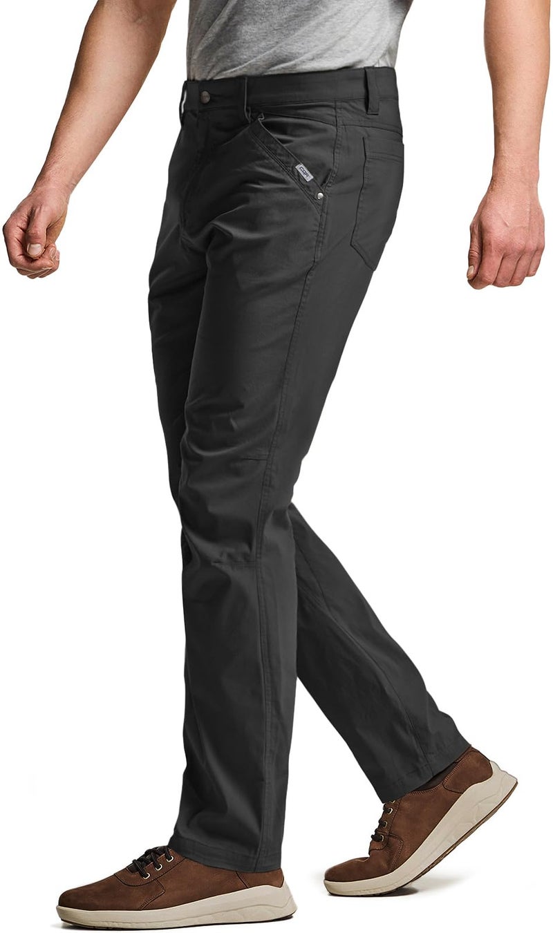 CQR Men's Vent Stretch Pants, Quick Dry Lightweight Casual Cargo Pants, Water Resistant Straight-Fit Utility Work Pants, Sedona Urban Pants Carbon Black, 34W x 34L - Image 1