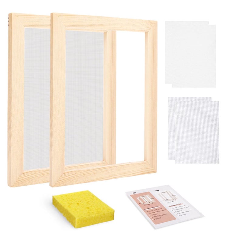 Worown A5 Wooden Paper Making Screen Kit Paper Making Frames Mould and Deckle for Paper Making DIY Paper Crafts - Image 2