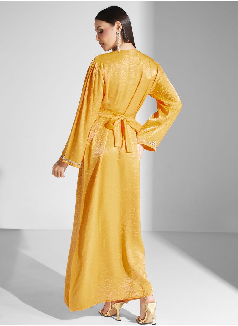 hayas closet - Embellished Belted Jalabiya - Image 1