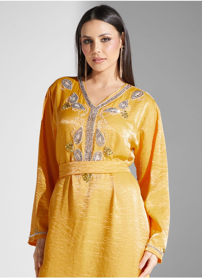 hayas closet - Embellished Belted Jalabiya - Image 1