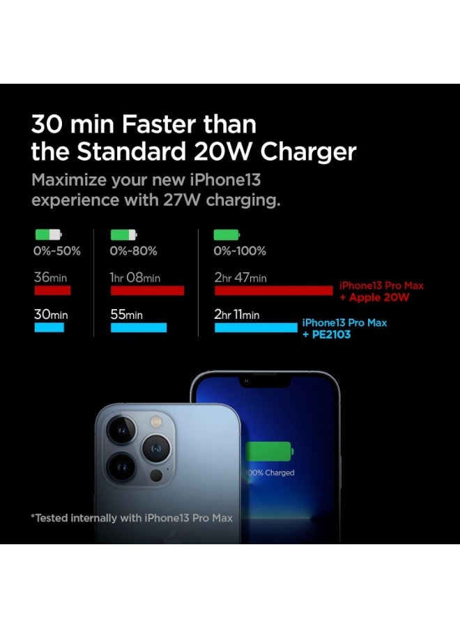 Spigen شاحن حائط سريع USB-C بقوة 27 واط من ArcStation بتقنية GaN PD 3.0 QC 3.0 PPS لجهاز iPhone 17 16 15 14 13 12 Pro Max Mini Macbook Air iPad Pro Pixel 10 Samsung Galaxy S25 Ultra Plus - أبيض - Image 5