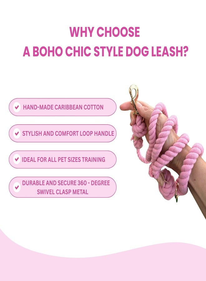 Glow Pups Dog Lead, Handmade Pink Leash, Comfortable Hand Loop, Secure 3" Clasp, Stylish Design, Light Pink 5 ft Dog Walking Leash for Small Medium Breeds - Image 3