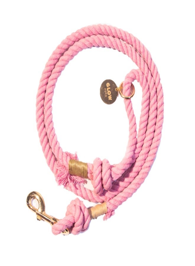 Glow Pups Dog Lead, Handmade Pink Leash, Comfortable Hand Loop, Secure 3" Clasp, Stylish Design, Light Pink 5 ft Dog Walking Leash for Small Medium Breeds - Image 1